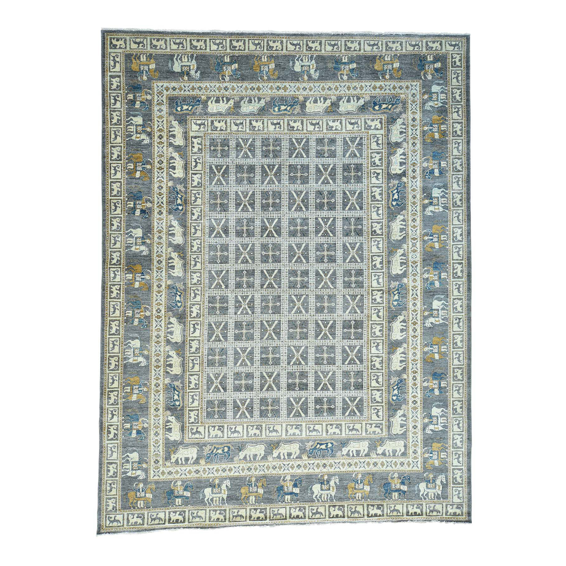 Traditional Wool Hand-Knotted Area Rug 10'1